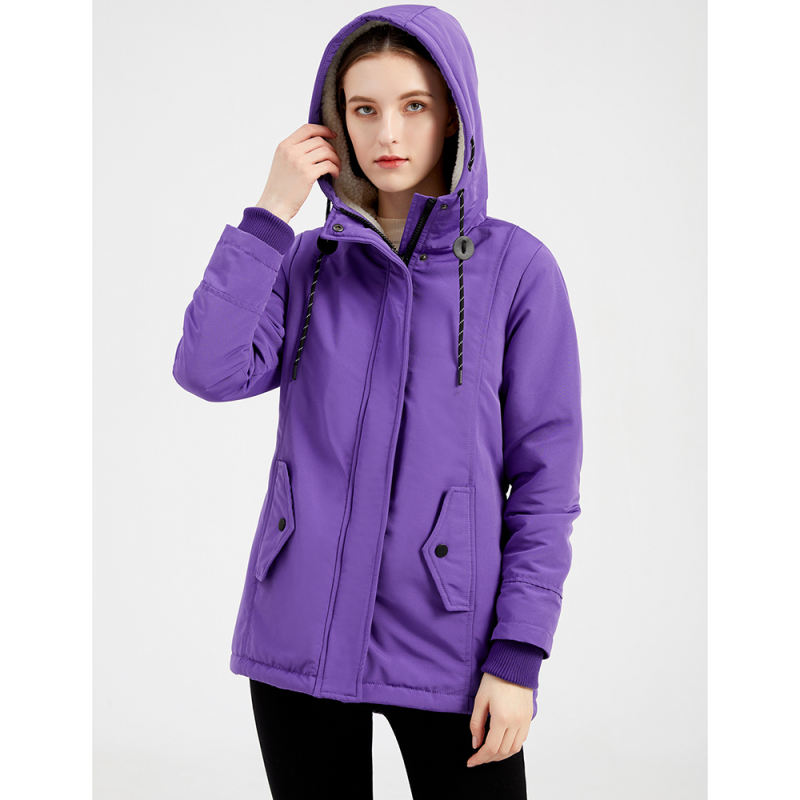 Purple Plush Warm Hooded Parka Coat TQK280128-8