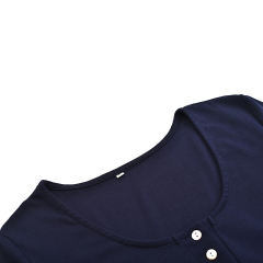 Navy Blue Zip Up Long Sleeve Bodysuit TQK550148-34