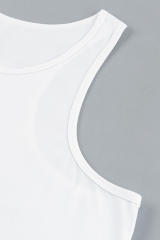 White Men\'s Solid Crew Neck Sleeveless Top MC256180-1