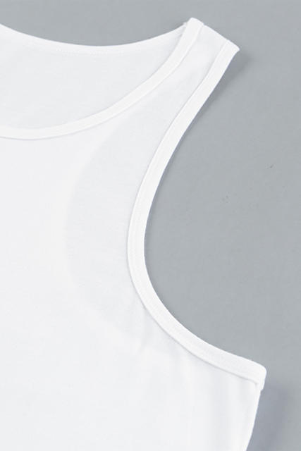 White Men\'s Solid Crew Neck Sleeveless Top MC256180-1