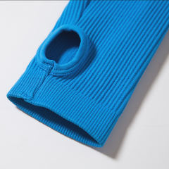 Blue Seamless Stand Collar Jacket with Pant Yoga Set TQK710415-5