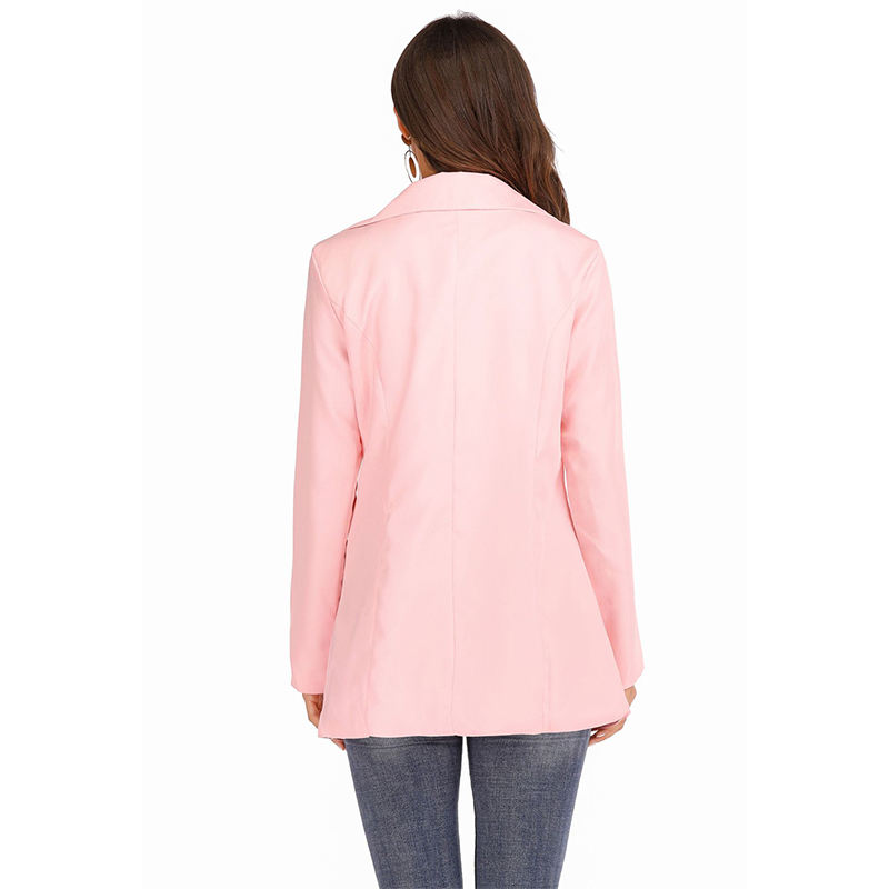 Pink Turndown Collar Blazer With Pockets TQK260012-10