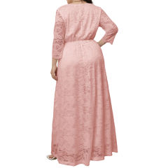 Pink V-Neck Lace Plus Size Dress TQK310997-10