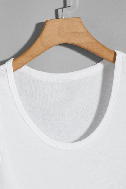 White Men\'s Solid Crew Neck Sleeveless Top MC256180-1