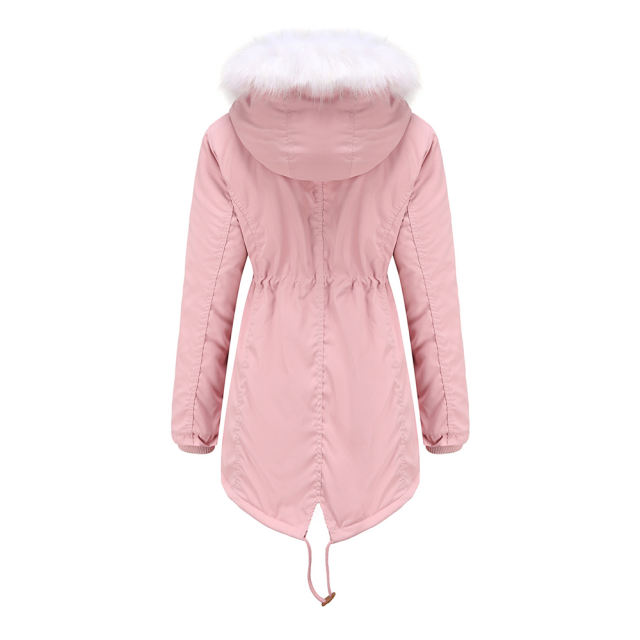 Pink Fur Collar Warm Hooded Parka Coat TQK280129-10
