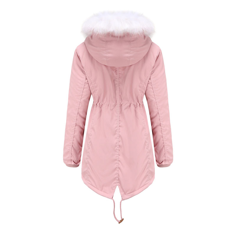 Pink Fur Collar Warm Hooded Parka Coat TQK280129-10