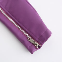 Purple Rivet Decoration Turndown Collar PU Leather Jacket TQK280137-8