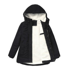 Black Plush Warm Hooded Parka Coat TQK280128-2