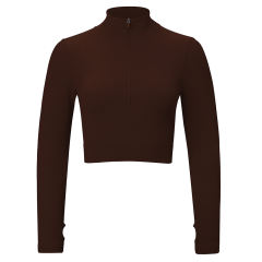 Coffee Seamless Stand Collar Jacket with Pant Yoga Set TQK710415-15