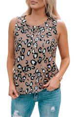 Leopard Print Crew Neck Tank Top LC2565188-20