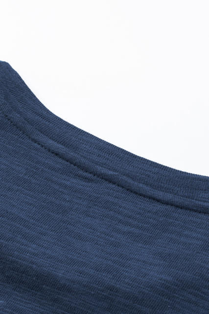 Blue Solid Color Short Sleeve Men\'s T-shirt MC252718-5