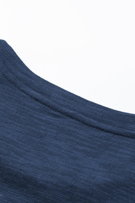 Blue Solid Color Short Sleeve Men\'s T-shirt MC252718-5