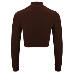 Coffee Seamless Stand Collar Jacket with Pant Yoga Set TQK710415-15