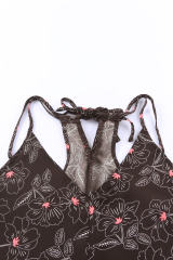 Brown Floral Print Spaghetti Strap Racerback Tank Top LC2567780-17