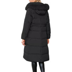 Black Slim Fit Thick Down Jacket Long Coat TQK280218-2
