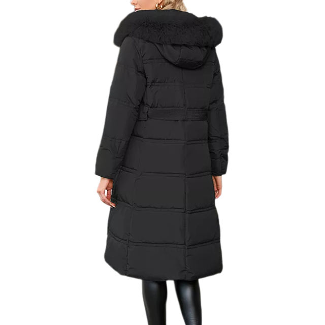 Black Slim Fit Thick Down Jacket Long Coat TQK280218-2