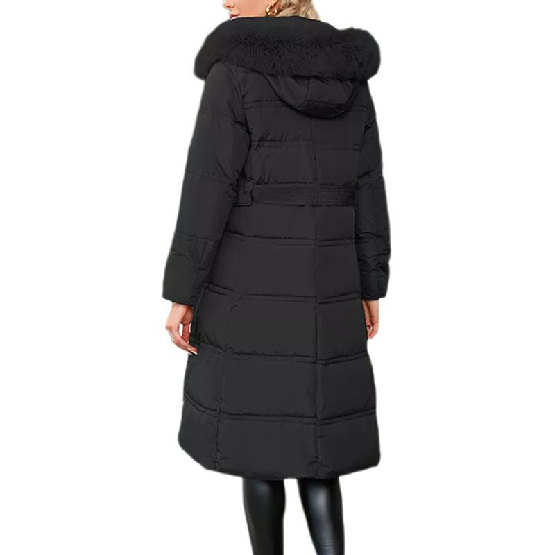 Black Slim Fit Thick Down Jacket Long Coat TQK280218-2
