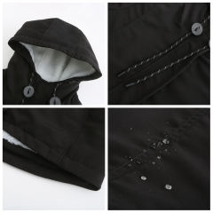 Black Plush Warm Hooded Parka Coat TQK280128-2