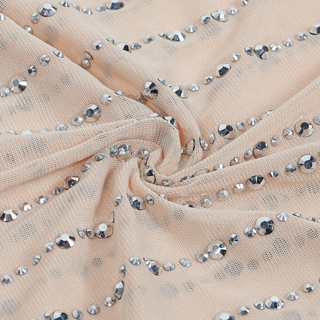 Apricot Rhinestone Studded Bra with Skirt Set TQK710459-18