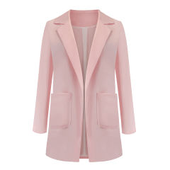 Pink Turndown Collar Blazer With Pockets TQK260012-10