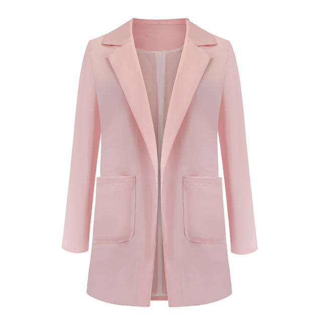 Pink Turndown Collar Blazer With Pockets TQK260012-10