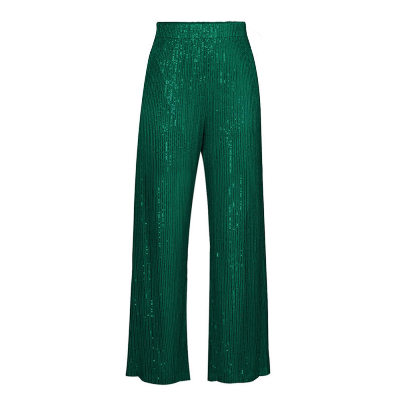 Dark Green Sequined Shirt with Pant and Bra 3pcs Set TQF711062-9