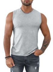 Gray Solid O Neck Slim-fit Men\'s Tank Top MC256181-11