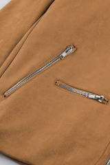 Brown Zipped Notch Collar Short Jacket LC85294-17