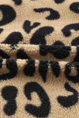 Contrast Trimmed Leopard Teddy Shacket LC854211-20