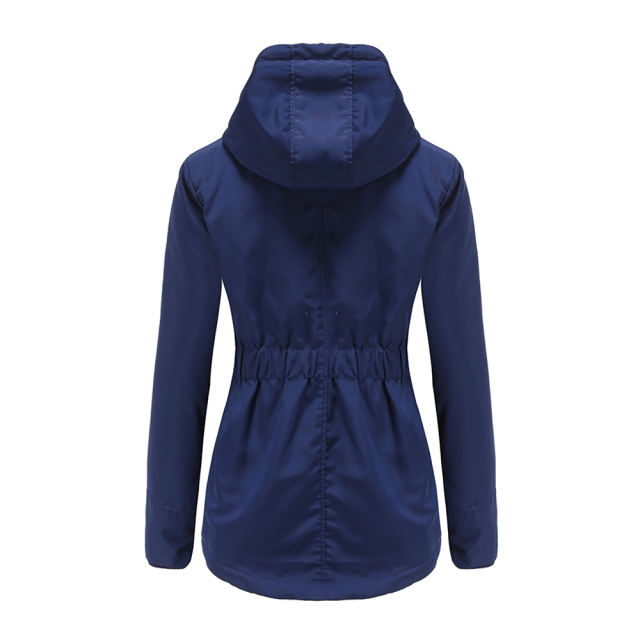Navy Blue Plush Warm Hooded Parka Coat TQK280128-34