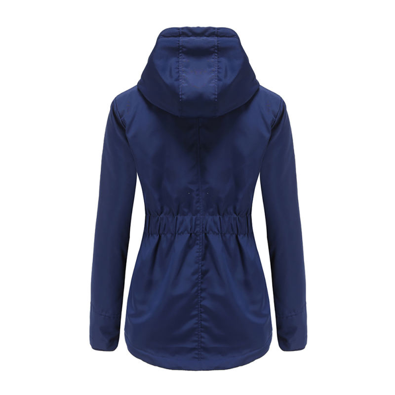 Navy Blue Plush Warm Hooded Parka Coat TQK280128-34