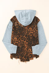Leopard Ripped Hooded Denim Jacket LC788145-20