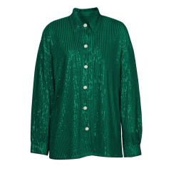Dark Green Sequined Shirt with Pant and Bra 3pcs Set TQF711062-9
