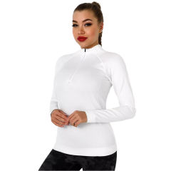 White Quick Dry Zipper Knit Tight Yoga Tops TQE91363-1