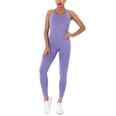 Purple Back-Criss Seamless Yoga One Piece Jumpsuit TQE91567-8