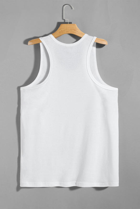 White Men\'s Solid Crew Neck Sleeveless Top MC256180-1