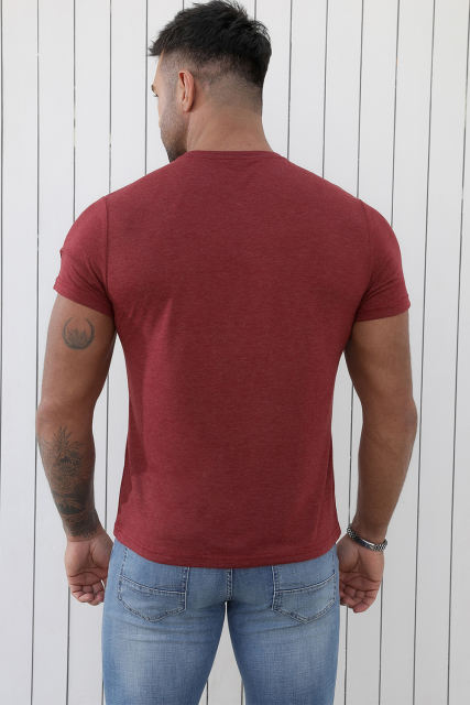 Red Solid Basic Crewneck Short Sleeve Men\'s T-shirt MC252852-3