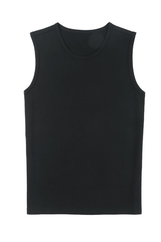 Black Solid O Neck Slim-fit Men\'s Tank Top MC256181-2