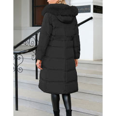 Black Slim Fit Thick Down Jacket Long Coat TQK280218-2