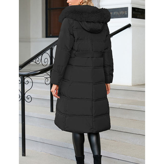 Black Slim Fit Thick Down Jacket Long Coat TQK280218-2