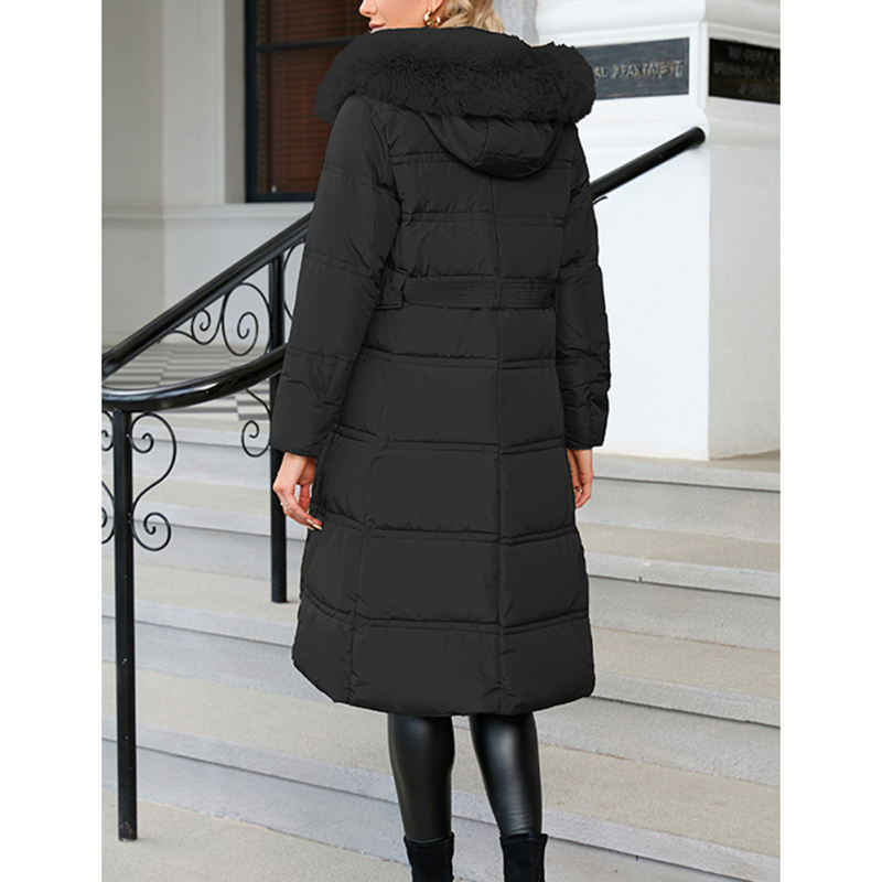Black Slim Fit Thick Down Jacket Long Coat TQK280218-2