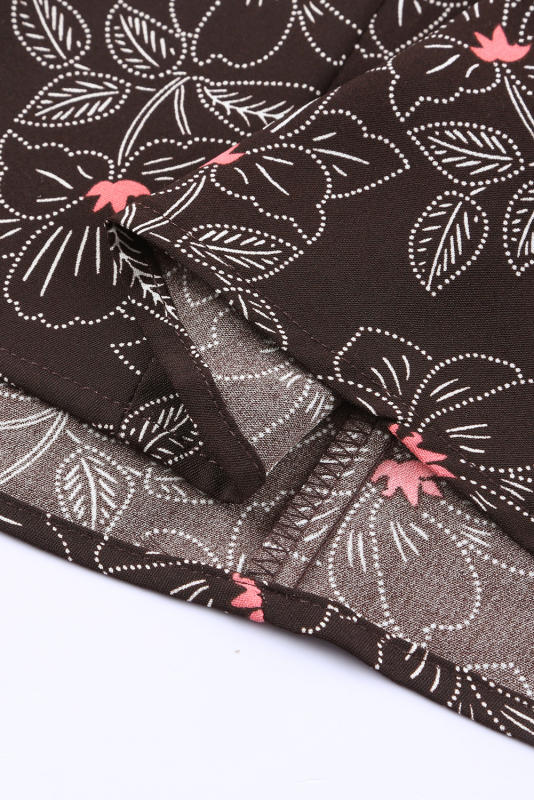 Brown Floral Print Spaghetti Strap Racerback Tank Top LC2567780-17