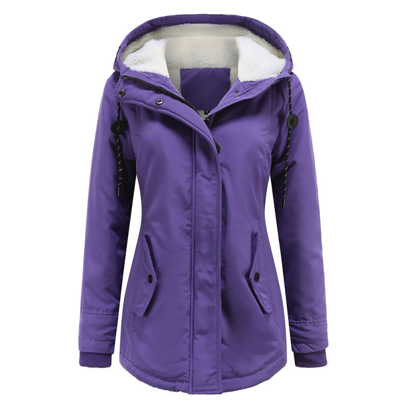 Purple Plush Warm Hooded Parka Coat TQK280128-8