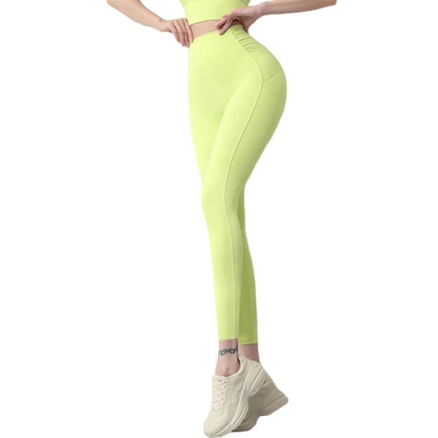 Yellow Fake Two-pieces Bra with Pant Yoga Set TQE91350-7