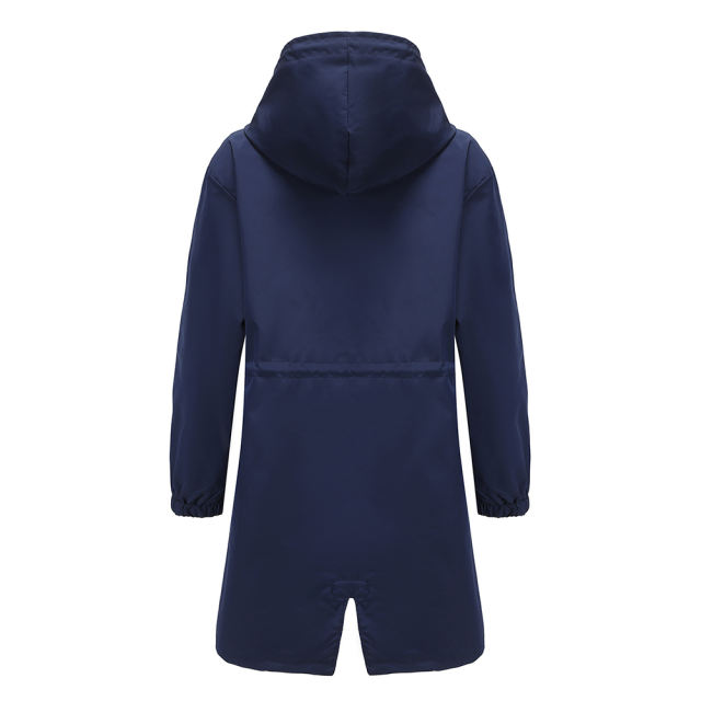 Navy Blue Weatherproof Hooded Outdoor Rainproof Coat TQK280160-34