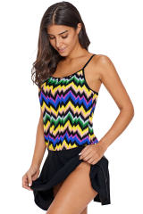Rainbow Fuzzy Zigzag One-Piece Swim Dress