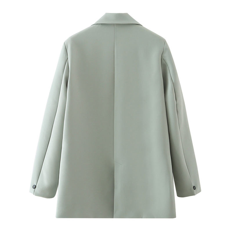 Light Green Lapel Collar Button Solid Color Blazer TQK260054-28