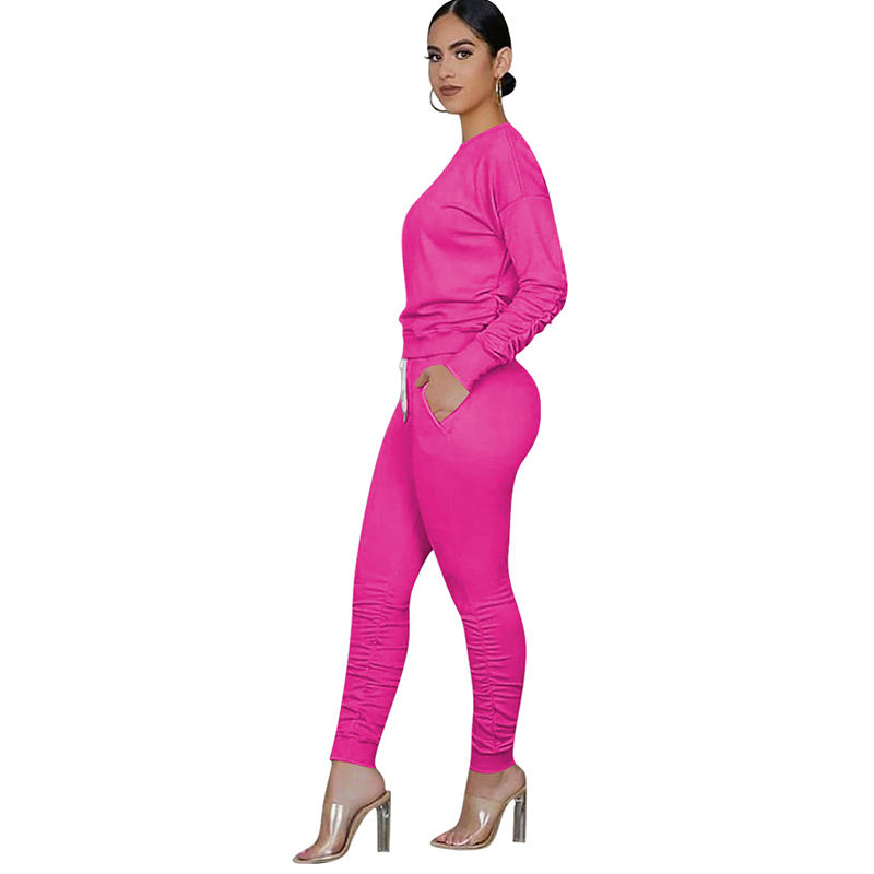 Rosy Cotton Blend Sweatshirt Joggers Loungewear Set TQK710133-6