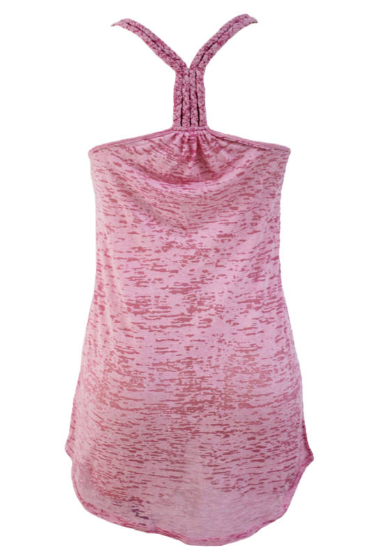 Rosy Braided Racerback Burnout Beach Dress