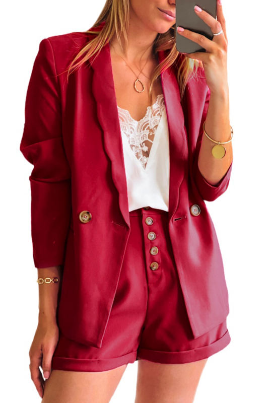 Rose Wavy Collar Single Button Blazer LC852406-6